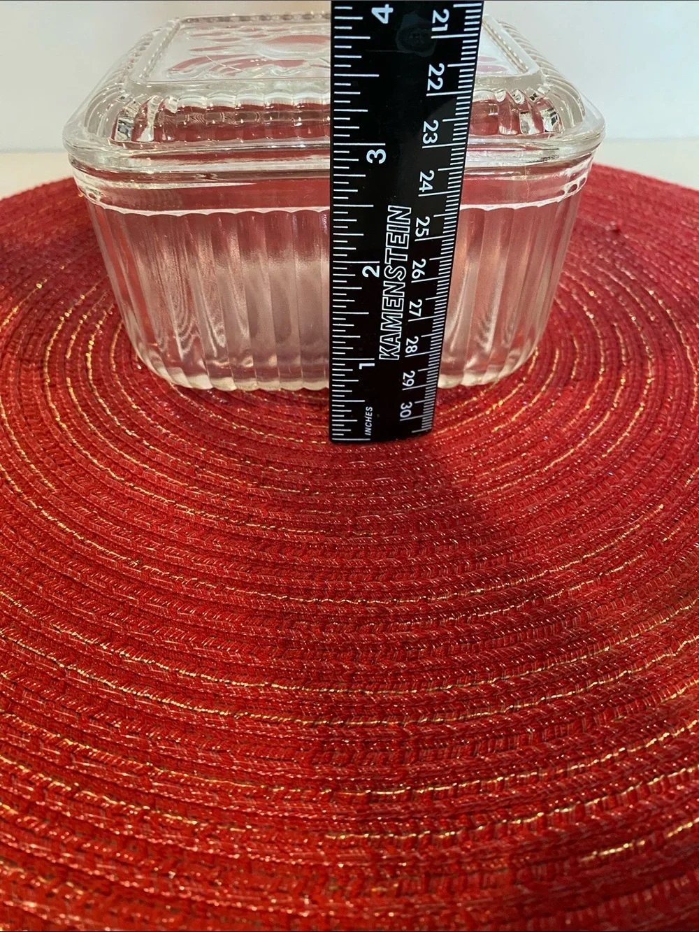 Vintage Federal Glass Ribbed Refrigerator Storage Dish with Lid